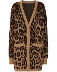 Dolce & Gabbana - Leopard Print Cashmere Cardigan - Lyst