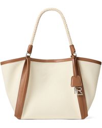 Ralph Lauren - Woven Calfskin-Trim Rl 888 Tote Bag - Lyst