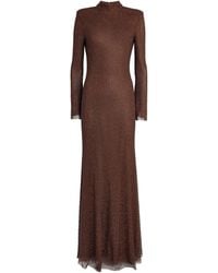 Self-Portrait - Mesh Rhinestone-Embellished Maxi Dress - Lyst