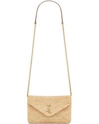 Saint Laurent - Raffia Cassandre Pouch On Chain - Lyst