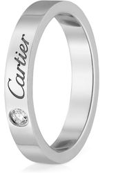 Cartier - Platinum And Diamond C De Wedding Ring - Lyst