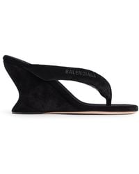 Balenciaga - Velvet Gaeta Thong Wedge Sandals 90 - Lyst