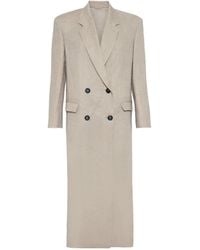 Brunello Cucinelli - Linen Double-breasted Trench Coat - Lyst