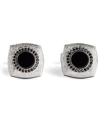 Tateossian - Rhodium-Plated Graffiato Rounded Square Cufflinks - Lyst