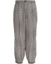 Emporio Armani - Lyocell-Blend Stripe Barrel-Leg Trousers - Lyst