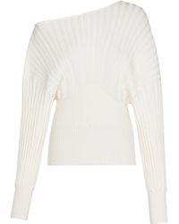 Balmain - Rib-Knit One-Shoulder Sweater - Lyst
