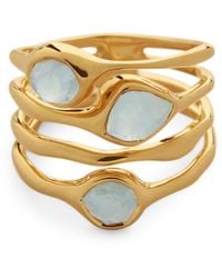 Monica Vinader - Vermeil And Aquamarine Gemstone Stacked Siren Ring - Lyst