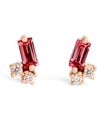 Suzanne Kalan - Rose Gold, Diamond And Ruby Fireworkds Stud Earrings - Lyst
