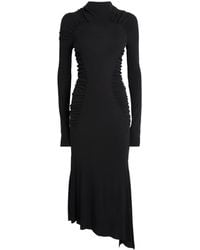 Victoria Beckham - Long-Sleeve Gathered Midi Dress - Lyst