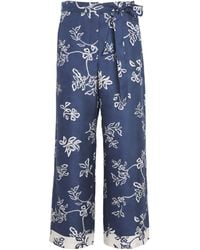 Max Mara - Silk Floral Wide-Leg Trousers - Lyst