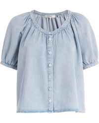 FRAME - Denim Scoop-Neck Blouse - Lyst
