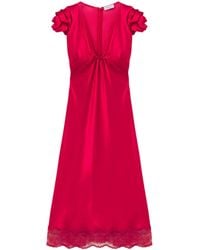 McQueen - Satin-Lace Midi Dress - Lyst