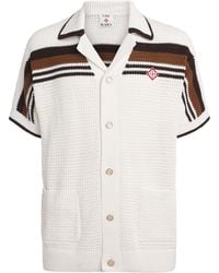 CASABLANCA - Cotton Crochet Tennis Stripe Polo Shirt - Lyst