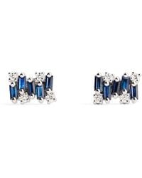 Suzanne Kalan - Diamond And Sapphire Shimmer Stud Earrings - Lyst
