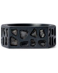 Parts Of 4 - Oxidised Sterling Silver And Diamond Sistema Signet Ring - Lyst
