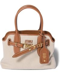 Miu Miu - Canvas And Leather Aventure Top-Handle Bag - Lyst