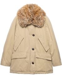 Prada - Down Cotton Shearling-Collar Jacket - Lyst