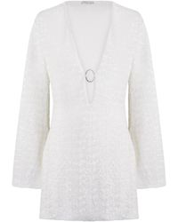 Oséree - Sequinned Feather-Trim Kaftan Mini Dress - Lyst