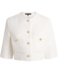 Maje - Linen-Cotton Cropped Jacket - Lyst