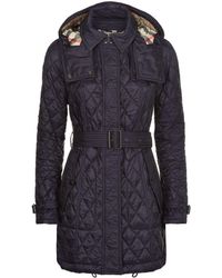 Burberry Finsbridge Quilted Trench Coat - Blue