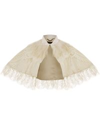 Burberry Feather Trim Lace Capelet - White