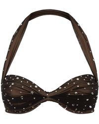 Norma Kamali Crystal Embellished Halterneck Bikini Top - Black