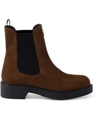 Prada - Suede Triangle Chelsea Boots - Lyst