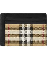 Burberry - Check Money Clip Card Holder - Lyst