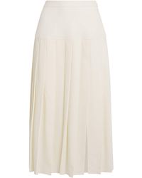 Alessandra Rich - Wool Crepe Pleated Midi Skirt - Lyst