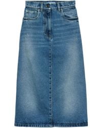 Prada - Denim Midi Skirt - Lyst