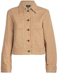 ME+EM - Cropped Stripe Denim Jacket - Lyst