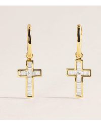 Rosa De La Cruz - And Diamond Cross Mini Earrings - Lyst