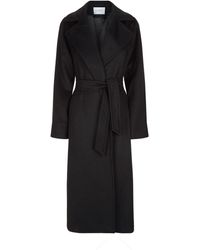 Max Mara Manuela Classic Camel Hair Wrap Coat - Black