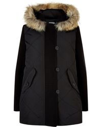 Sandro Fur Trim Hooded Coat - Black