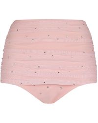 Norma Kamali Rhinestone-embellished Mesh Bikini Bottoms - Pink
