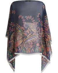 Etro - Silk Paisley Cape Blouse - Lyst
