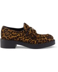 Prada - Leather Animal Print Loafers 50 - Lyst