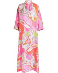 PUCCI - Silk Printed Kaftan Maxi Dress - Lyst