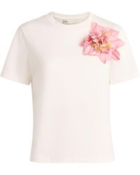 Tory Burch - Cotton Floral Appliqué T-Shirt - Lyst