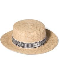Miu Miu - Raffia Logo Hat - Lyst