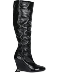 Balmain - Leather Wedge Ankle Boots - Lyst