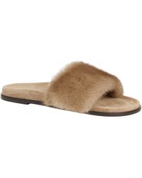 Max Mara Fur Arley Slides - Brown
