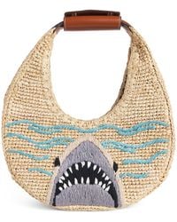 STAUD - Raffia Woven Shark Moon Shoulder Bag - Lyst