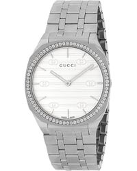 Gucci - Stainless Steel And Diamond 25h Watch 34mm - Lyst