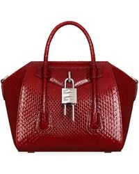 Givenchy - Mini Python Skin Antigona Lock Top-Handle Bag - Lyst