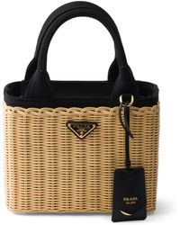 Prada - Small Wicker Top-Handle Bag - Lyst