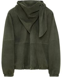 Loewe - Suede Scarf-Detail Jacket - Lyst