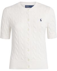 Polo Ralph Lauren - Cotton Cable-Knit Short-Sleeve Cardigan - Lyst