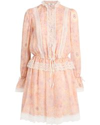 Chloé - Silk-Lace Floral Mini Dress - Lyst