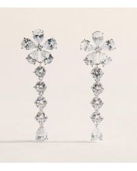 Self-Portrait - Crystal-Embellished Floral Drop Earrings - Lyst